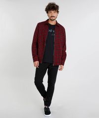 Camisa-Masculina-em-Flanela-Estampada-Xadrez-com-Ziper-Manga-Longa-Preta-9383365-Preto_3