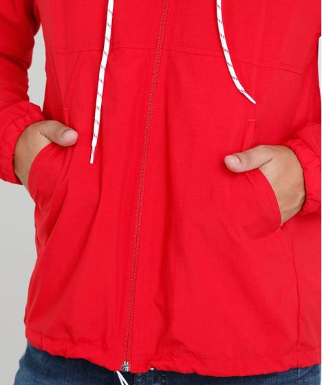 casaco vermelho masculino com capuz