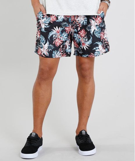 Short-Masculino-Estampado-Floral-com-Bolsos-Preto-9336815-Preto_1