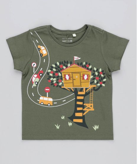 Camiseta-Infantil-com-Estampa-Interativa-de-Casa-Manga-Curta-Gola-Careca-Verde-Militar-9441595-Verde_Militar_1