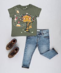 Camiseta-Infantil-com-Estampa-Interativa-de-Casa-Manga-Curta-Gola-Careca-Verde-Militar-9441595-Verde_Militar_3