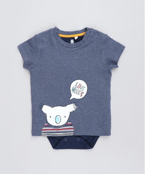 Body-Camiseta-Infantil-com-Estampa-de-Coala-Manga-Curta-Gola-Careca-Azul-9205094-Azul_1