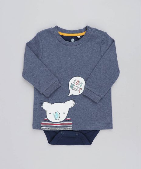 Body-Camiseta-Infantil-com-Estampa-de-Coala-Manga-Longa-Gola-Careca-Azul-9205090-Azul_1