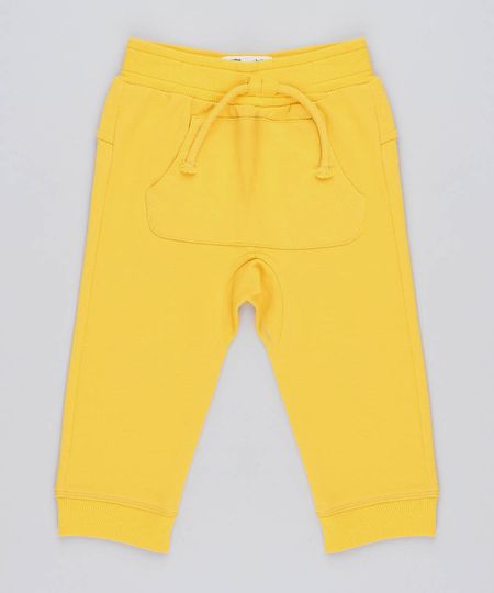 Calca-Infantil-em-Moletom-com-Bolso-Canguru-Mostarda-9205089-Mostarda_1