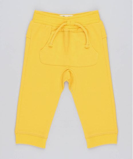 Calca-Infantil-em-Moletom-com-Bolso-Canguru-Mostarda-9205089-Mostarda_1