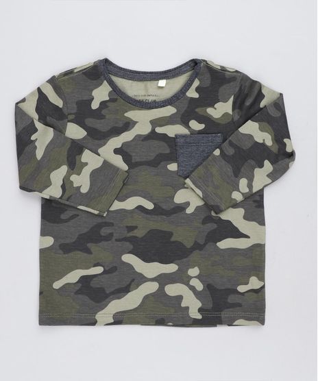 Camiseta-Infantil-Estampada-Camuflada-com-Bolso-Manga-Longa-Gola-Careca-Verde-Militar-9482764-Verde_Militar_1