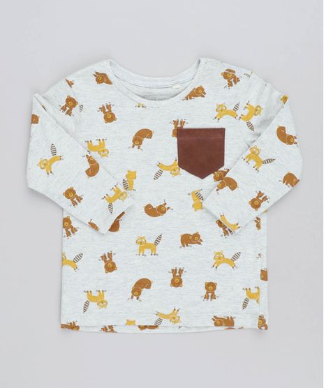 Camiseta-Infantil-Estampado-de-Bichos-com-Bolso-Manga-Longa-Gola-Careca-Cinza-Mescla-Claro-9428858-Cinza_Mescla_Claro_1