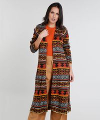 Capa-Feminina-Longa-Estampada-Etnica-com-Fendas-em-Trico-Preta-9361271-Preto_1