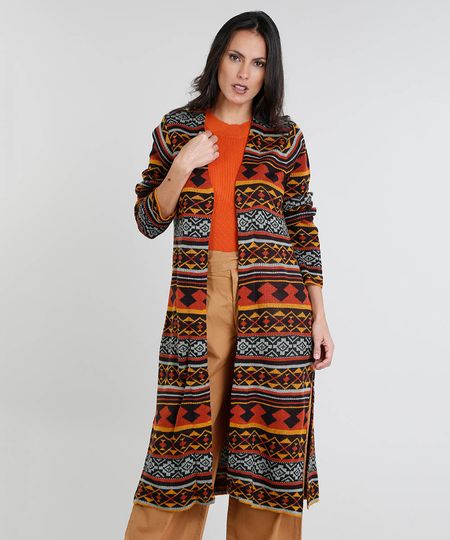 Capa-Feminina-Longa-Estampada-Etnica-com-Fendas-em-Trico-Preta-9361271-Preto_1