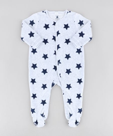Macacao-Infantil-em-Plush-Estampado-de-Estrelas-Manga-Longa-Cinza-Mescla-Claro-9195555-Cinza_Mescla_Claro_1