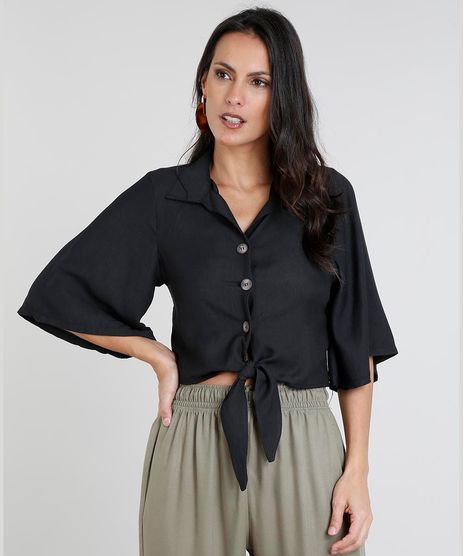 Camisa-Feminina-Cropped-com-No-Manga-Curta-Preta-9460408-Preto_1