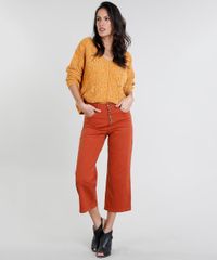 Sueter-Feminino-em-Trico-de-Chenille-Manga-Longa-Amarelo-Escuro-9362699-Amarelo_Escuro_3
