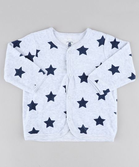 Cardigan-Infantil-Estampado-de-Estrelas-em-Plush-Cinza-Mescla-Claro-9195553-Cinza_Mescla_Claro_1