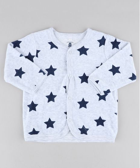 Cardigan-Infantil-Estampado-de-Estrelas-em-Plush-Cinza-Mescla-Claro-9195553-Cinza_Mescla_Claro_1