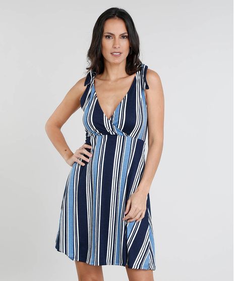 Vestido-Feminino-Curto-Listrado-com-No-nas-Alcas-Decote-V-Azul-9454345-Azul_1