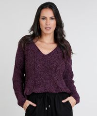 Sueter-Feminino-em-Trico-de-Chenille-Manga-Longa-Roxo-9362699-Roxo_1