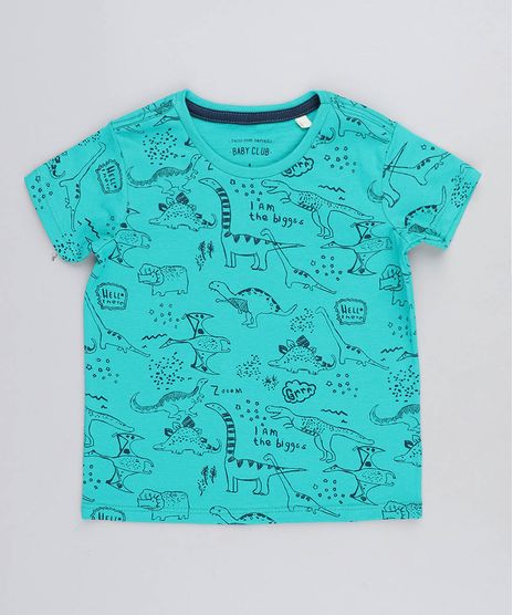 Camiseta-Infantil-Estampada-de-Dinossauros-Manga-Curta-Gola-Careca-Verde-9466685-Verde_1