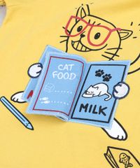 Camiseta-Infantil-com-Estampa-Interativa-de-Gato-Manga-Curta-Gola-Careca-Amarela-9441594-Amarelo_5