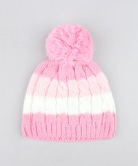 Kit-de-Gorro-Infantil-Listrado-com-Pompom---Luva-em-Trico-Rosa-9358410-Rosa_2