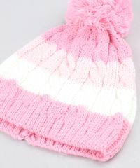 Kit-de-Gorro-Infantil-Listrado-com-Pompom---Luva-em-Trico-Rosa-9358410-Rosa_4
