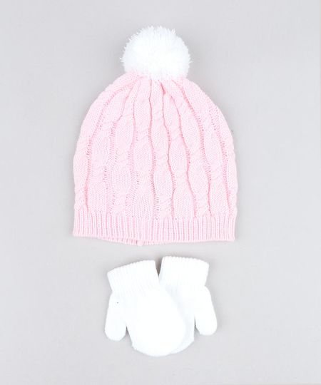 Kit-de-Gorro-Infantil-com-Pompom---Luva-em-Trico-Rosa-Claro-9358238-Rosa_Claro_1 Kit-de-Gorro-Infantil-com-Pompom---Luva-em-Trico-Rosa-Claro-9358238-Rosa_Claro_1