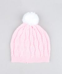 Kit-de-Gorro-Infantil-com-Pompom---Luva-em-Trico-Rosa-Claro-9358238-Rosa_Claro_2