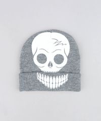 Kit-de-Gorro-Infantil-de-Caveira---Luvas-Esqueleto-em-Trico-Cinza-Mescla-8865097-Cinza_Mescla_2