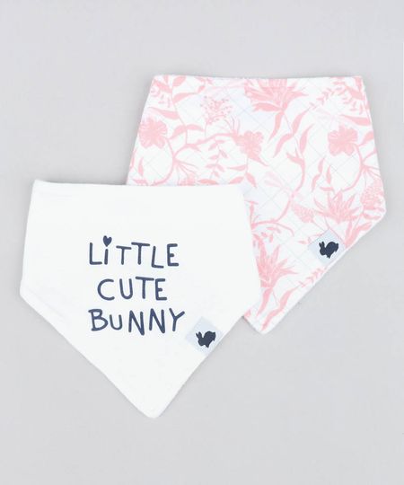 Kit de 2 Babadores Infantis Bandana Off White - Único Menor preço em Kit de 2 Babadores Infantis Bandana Off White - Único