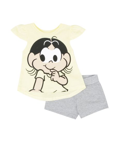 Conjunto-de-Blusa-Amarela---Short-Magali-Cinza-Mescla-8455074-Cinza_Mescla_1