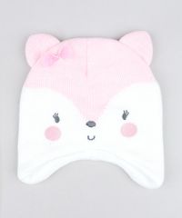 Kit-de-Gorro-Raposa-com-Orelhas---Luvas-em-Trico-Rosa-Claro-9358236-Rosa_Claro_2