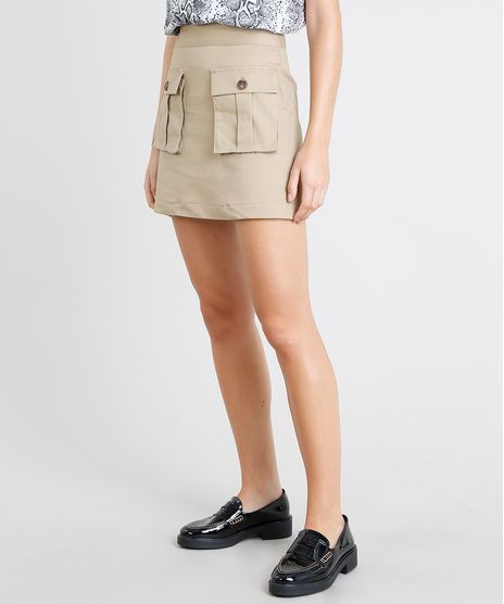 Saia-Feminina-Curta-com-Botoes-Kaki-9365224-Kaki_1