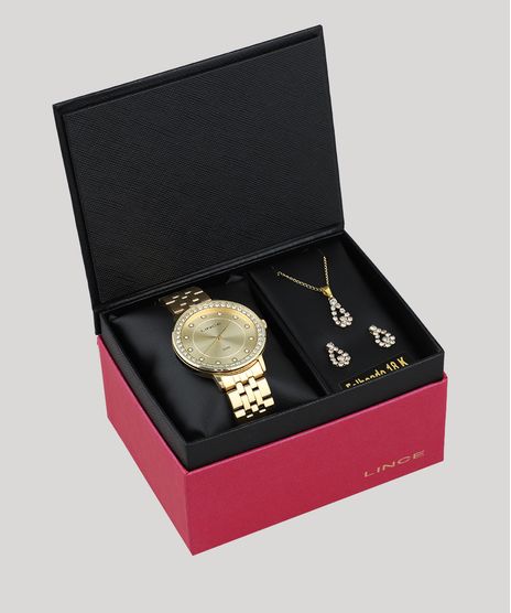 Kit-de-Relogio-Analogico-Lince-Feminino---Brinco---Colar---LRGH090L-KV54C1KX-Dourado-9527487-Dourado_1