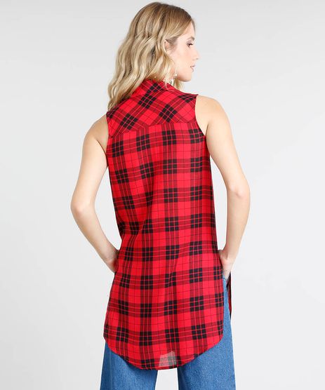 Blusa Xadrez Sem Mangas Em Promocao Compre Online Melhores