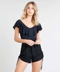 Body-Feminino-com-Babado-Decote-V-Protecao-UV50--Preto-9431047-Preto_1