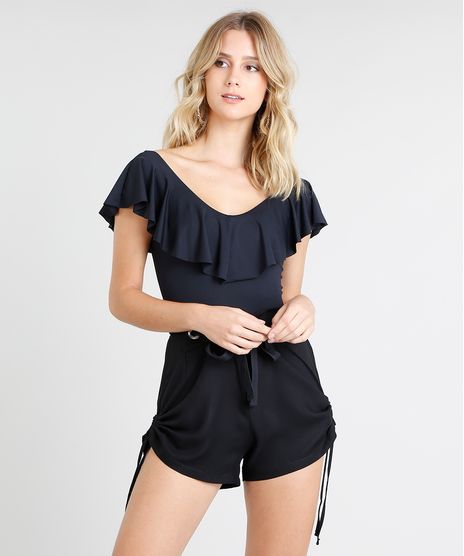 Body-Feminino-com-Babado-Decote-V-Protecao-UV50--Preto-9431047-Preto_1