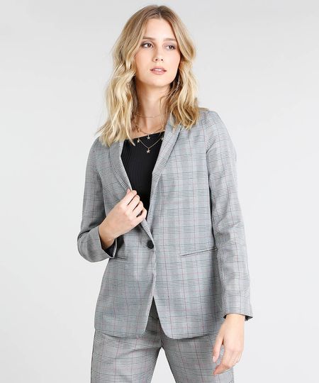 Blazer-Feminino-Longo-Estampado-Xadrez-Cinza-9360078-Cinza_1