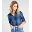 Camisa-Feminina-Estampada-Xadrez-com-Bolso-Manga-Longa-Azul-9369617-Azul_1
