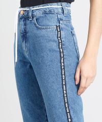 Calca-Jeans-Feminina-com-Faixa-Lateral-e-Cadarco-Azul-Medio-9463413-Azul_Medio_4