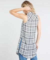 Camisa-Feminina-Longa-Estampada-Xadrez-Sem-Manga-Off-White-9364272-Off_White_2