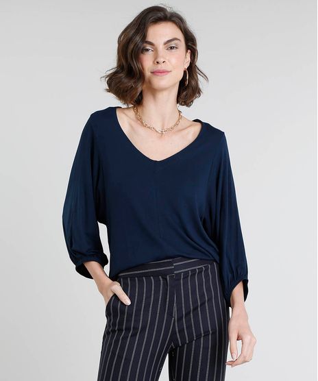 Blusa-Feminina-Ampla-Manga-3-4-Decote-V-Azul-Marinho-9425257-Azul_Marinho_1