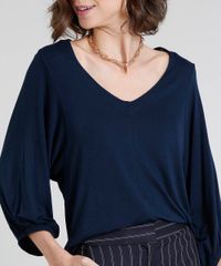 Blusa-Feminina-Ampla-Manga-3-4-Decote-V-Azul-Marinho-9425257-Azul_Marinho_4 Blusa-Feminina-Ampla-Manga-3-4-Decote-V-Azul-Marinho-9425257-Azul_Marinho_4