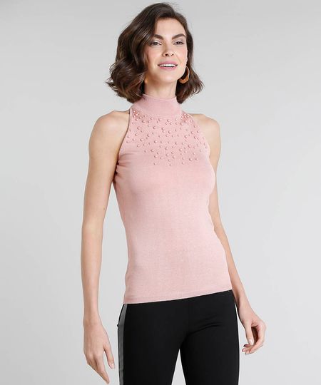 Regata-Feminina-em-Trico-com-Perolas-Gola-Alta-Rose-9337759-Rose_1 Regata-Feminina-em-Trico-com-Perolas-Gola-Alta-Rose-9337759-Rose_1