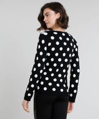 Cardigan-Feminino-Estampado-de-Poa-em-Trico-Preto-9360296-Preto_2