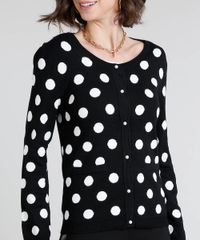 Cardigan-Feminino-Estampado-de-Poa-em-Trico-Preto-9360296-Preto_4