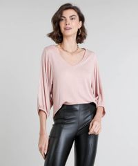Blusa-Feminina-Ampla-Manga-3-4-Decote-V-Rose-9425257-Rose_1
