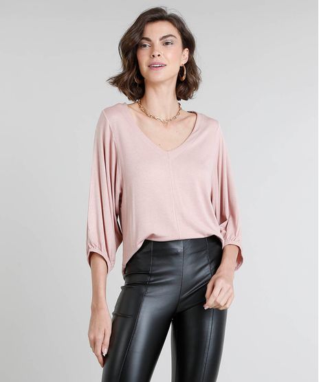 Blusa-Feminina-Ampla-Manga-3-4-Decote-V-Rose-9425257-Rose_1