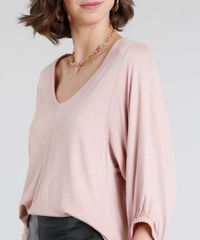 Blusa-Feminina-Ampla-Manga-3-4-Decote-V-Rose-9425257-Rose_4