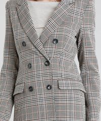 Blazer-Feminino-Transpassado-Estampado-Xadrez-com-Bolsos-Kaki-9380046-Kaki_4