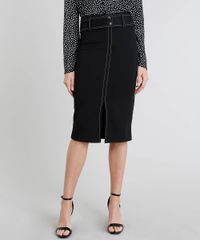 Saia-Lapis-Feminina-com-Pespontos-e-Cinto-Preta-9447979-Preto_1