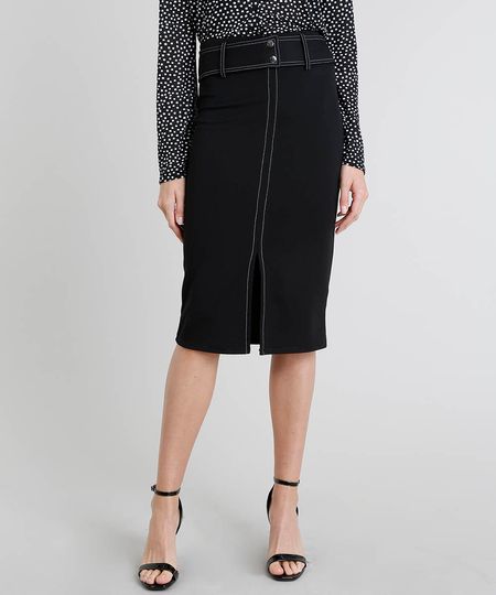 Saia-Lapis-Feminina-com-Pespontos-e-Cinto-Preta-9447979-Preto_1